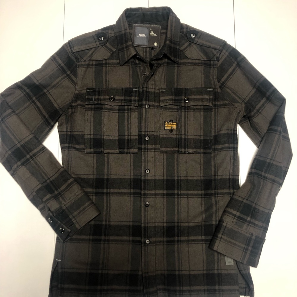 G-Star Raw black and green flannel shirt jacket